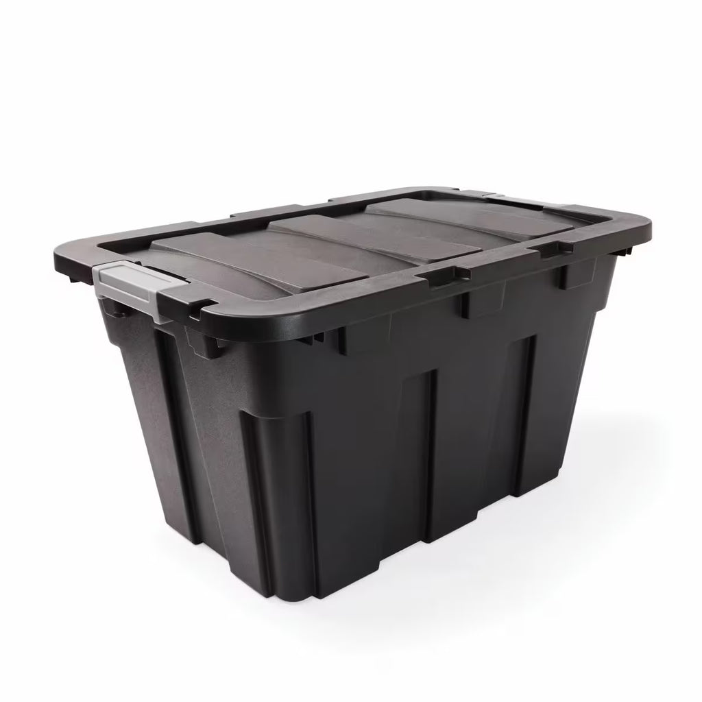 100L heavy duty storage container black with lid