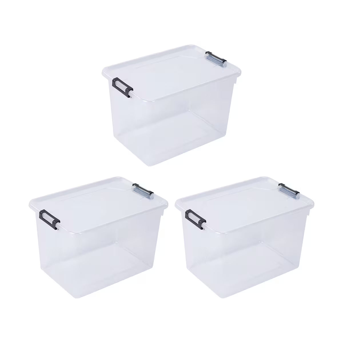 20L clear storage tub with grey clasp lid – plastic stackable storage container