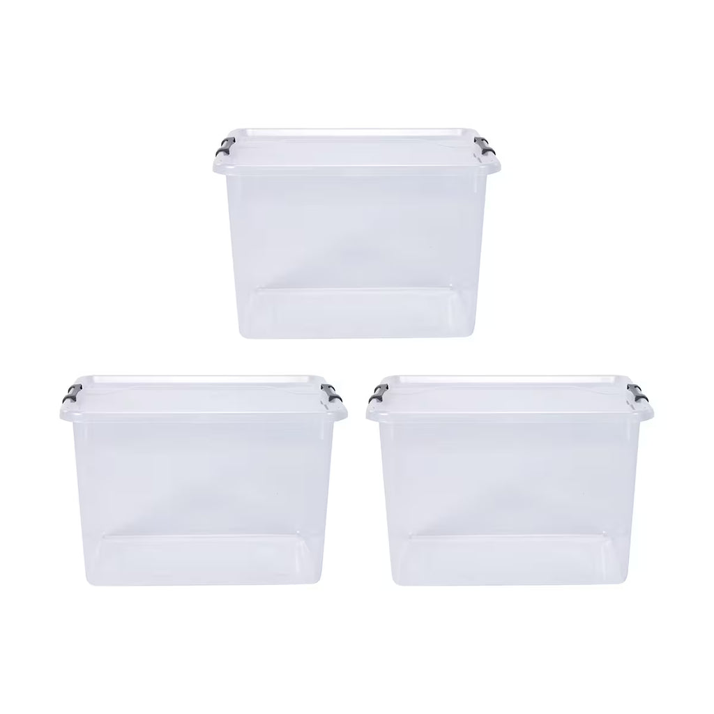 20L storage containers with detachable lids – clear plastic organising tubs set