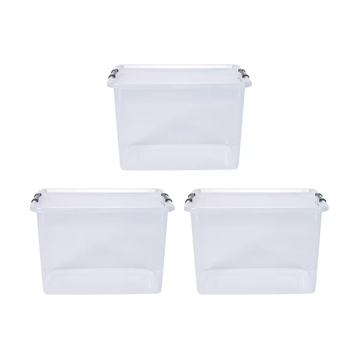 20L storage containers with detachable lids – clear plastic organising tubs set