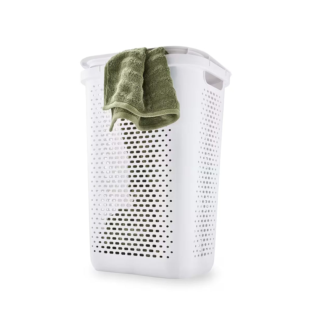 60L white laundry hamper with lid