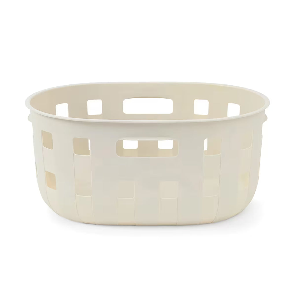 Beige oval laundry basket 50L