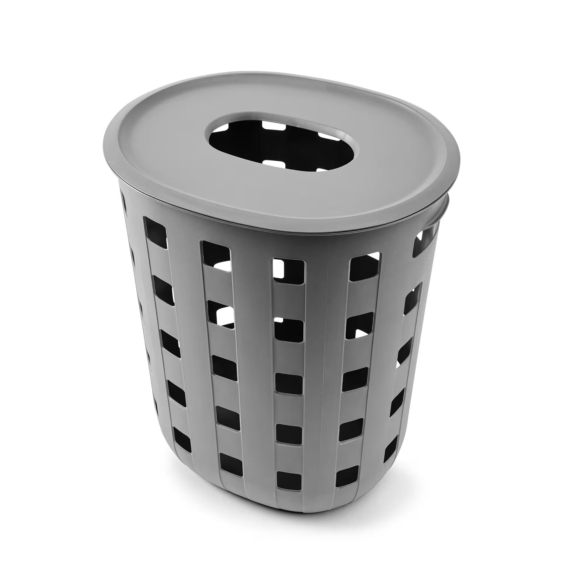 Charcoal laundry hamper with lid 80L