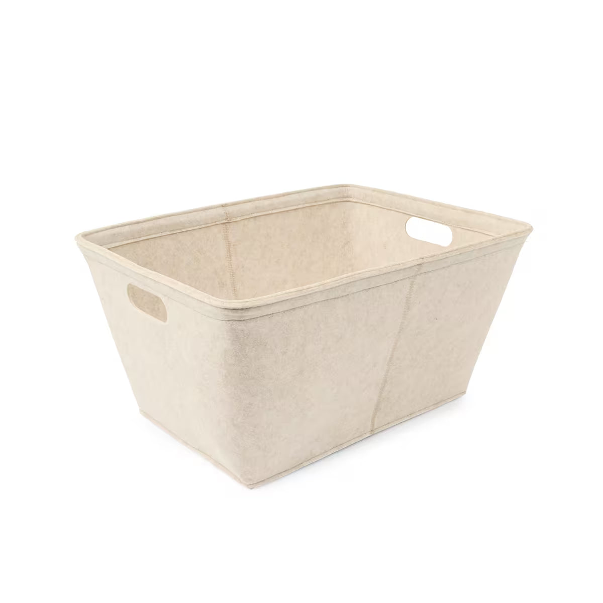 Medium beige felt storage tub front view – durable fabric basket