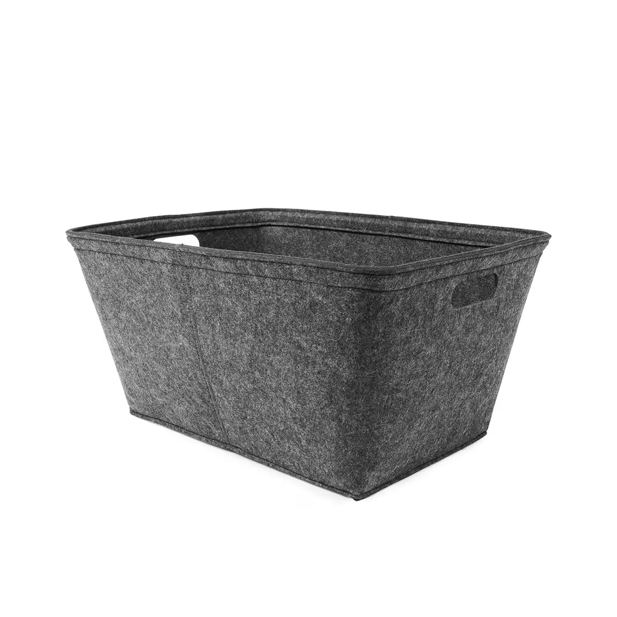 Medium felt storage basket charcoal front view