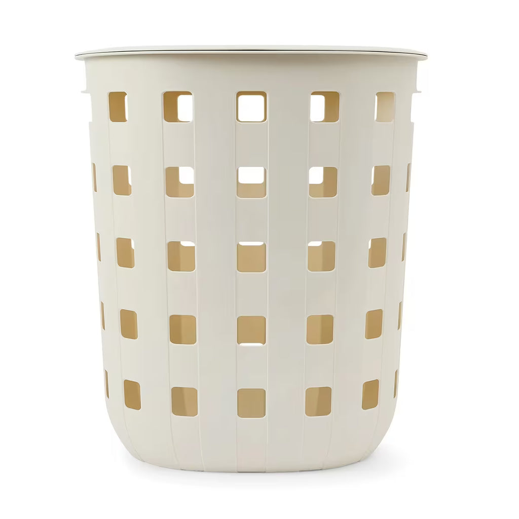 Plastic laundry hamper beige with handles