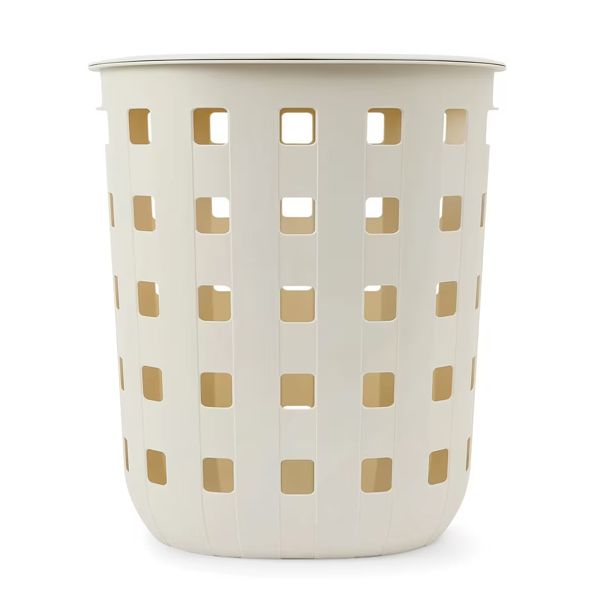 Plastic laundry hamper beige with handles