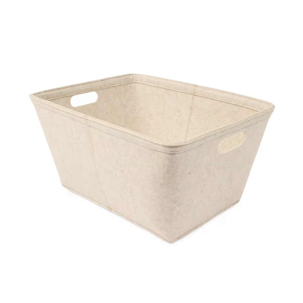Top view medium felt storage tub beige – home organisation basket