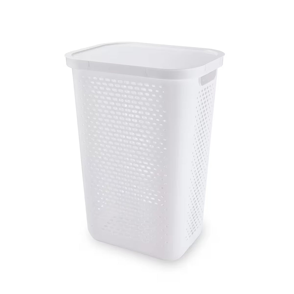 Ventilated laundry hamper 60L white