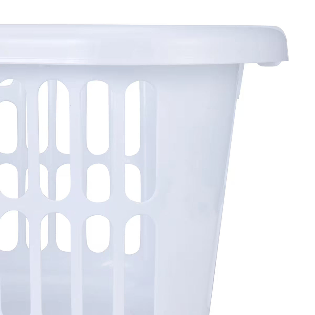 Ventilated plastic laundry basket white